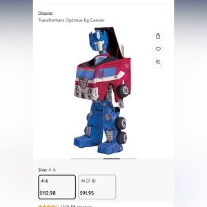 Optimus Prime Transformers Costume